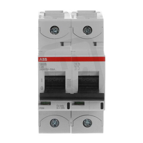 S802S-C20 jistič 2p char. C 20A s klecovou svorkou Icu 50kA ABB 2CCS862001R0204