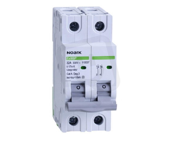 Instalační jistič NOARK 110029 EX9BP 10 kA, char. K, 2 A, 300 V DC, 2pól