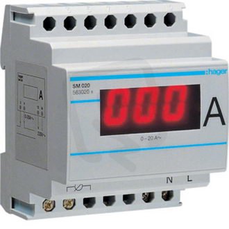 Ampérmetr digitální přímé měření 0-20A HAGER SM020