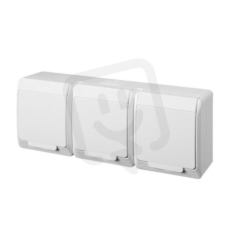 GALATEA IP44 Zásuvka 3x 2P+PE SCHUKO 3-nás. vodorovná (bílá) FAMATEL 5326-02