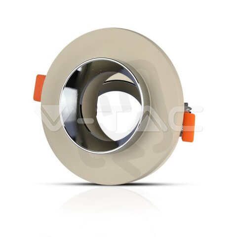 GU10 Fitting Concrete Metal Off White Recessed Light With Chrome Round, VT-862