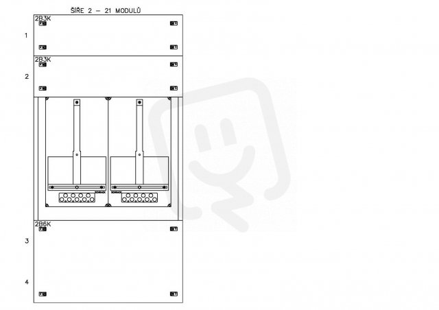 Konstrukce elektroměrová 2-21, 1-řadá, plastové panely SCHRACK CSIL125221