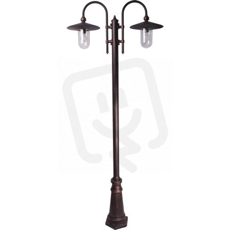 Sloupové svítidlo Adonis sloup velký s ramenem 2 měď-škrábaná 2x60W IP23 E27