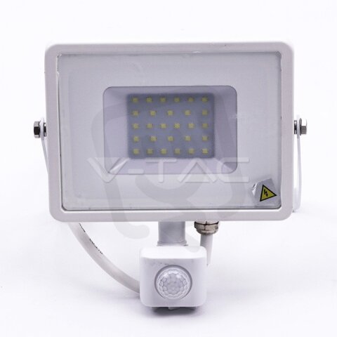 30W LED Sensor Floodlight SAMSUNG CHIP Cut-OFF Function White Body 6400K VT-30-S