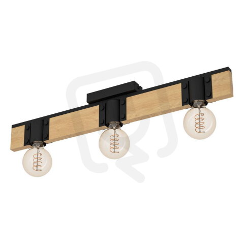 Stropní svítidlo BAILRIGG 3xE27 černá/dřevo 3X40W IP20 EGLO 43901