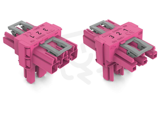 T-rozdělovač 3pól. Kód. B Růžová WAGO 770-1613