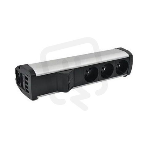 Prohloubený zásuvkový blok: 3x 250 V typ E + 2x zásuvka RJ45 hliník černý