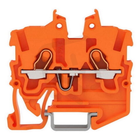 2vodičová průchozí svorka Mini, S ovládacími otvory, 1 mm2, Oranžová