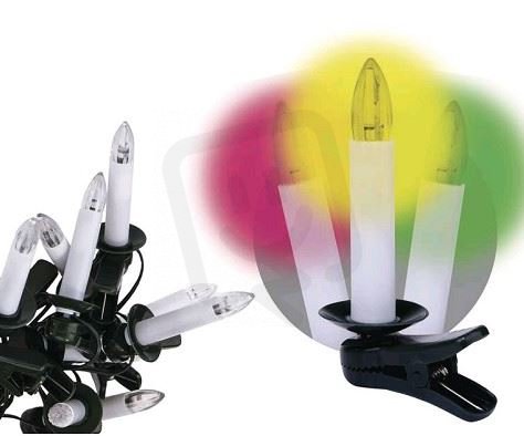 LED vánoční řetěz - svíčky, 7m, multicolor, časovač