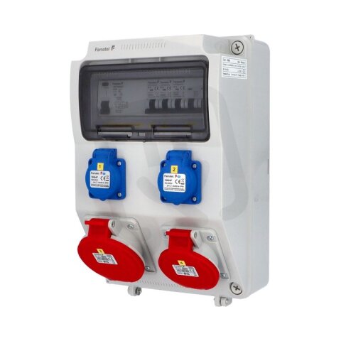 Zásuvková skříň FAMATEL vf390-6kA IP54 jištěná s chráničem 63/4/003-A (eko.)