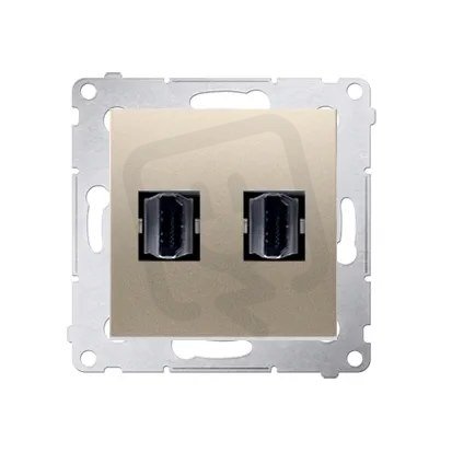 Dvojitá zásuvka HDMI, zlatá matná, metalizované KONTAKT SIMON DGHDMI2.01/44