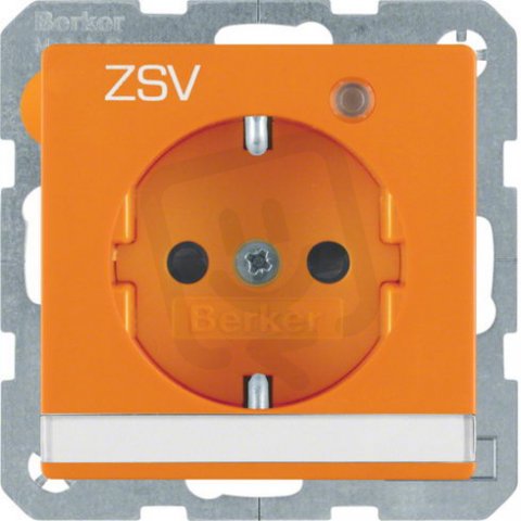 Zásuvka SCHUKO se sig. LED a potiskem ''ZSV'', Q.x, oranžová sametová 41106014