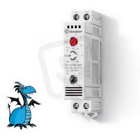 Hygro-termostat, 1Z/10A, 230V AC, 10..60C/40..90% FINDER 7T.51.0.230.4360