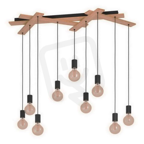 Závěsné svítidlo MONMOUNT 9xE27 černá/dřevo 360W IP20 EGLO 43641