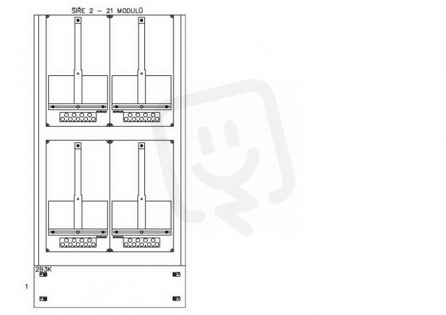 Konstrukce elektroměrová 2-21, 2-řadá, plastové panely SCHRACK CSIL127221