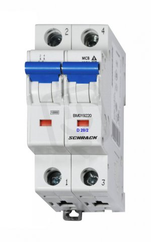 Instalační jistič 10 kA, D 20A, 2P SCHRACK BM019220--