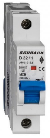 Instalační jistič AMPARO 10kA, D 32A, 1P SCHRACK AM019132--
