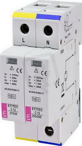 Svodič přepětí  ETITEC C T2 275/20 1+1 síť TT ETI 002440401