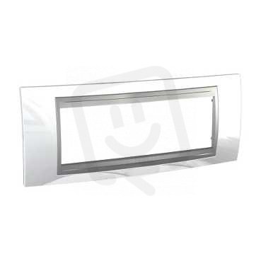 Unica Top Krycí rámeček šestimodulový, White/Aluminium SCHNEIDER MGU66.106.092