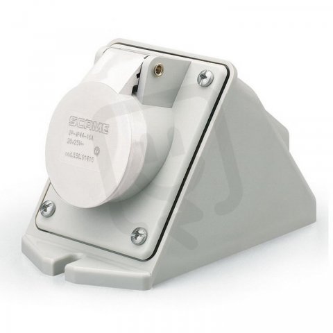 Nástěnná zásuvka IEC309 do 50V, šikmý box 3P, 32A, 40-50 V, IP44 SCAME 530.03213