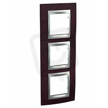 Schneider MGU66.006V.0M3 Krycí rámeček Top trojnásobný vert., Wenge/alu