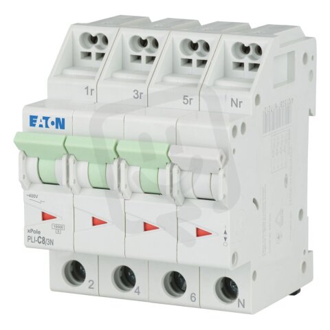 PLI-C8/3N Jistič PLI (bezšroubové svorky nahoře) char C 3+N-pólový 10kA 8A