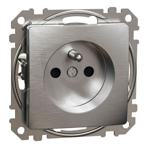 Zásuvka bezšroubová, Leštěný Hliník,Sedna Design/Elements SCHNEIDER SDD170012U