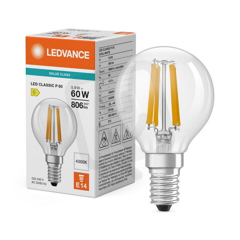 Světelný zdroj LED CLASSIC P V 5.9W 840 Clear E14 LEDVANCE 4099854785344