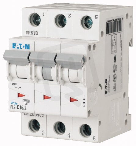 Jistič PL7-D16/3, char D, 3-pólový, 10kA, 16A EATON 263421