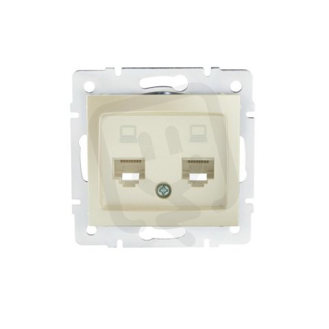 DOMO Dvojitá datová zásuvka  nezávislá (2xRJ45Cat 5e Jack) perleťově bílá