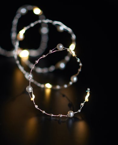 Vánoční řetěz LED perličky bíle, baterie
