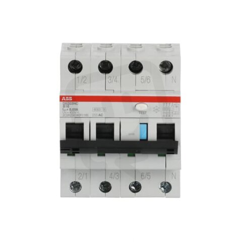 DS203NC-B16/AC30 kombinace jistič/chránič 3P+N 16A 30mA B AC ABB 2CSR256040R1165