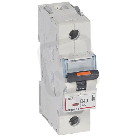 DX3 JISTIČ, 1 PÓLOVÝ, CHAR. D,40A 25KA LEGRAND 409811