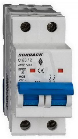 Instalační jistič AMPARO 10kA, C 63A, 2P SCHRACK AM017263--