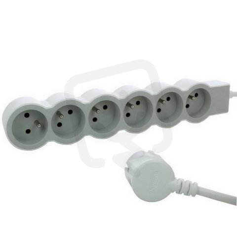 PRODLUŽOVACÍ PŘÍVOD ZÁSUVKA 6X2P+T, KABEL 1,5 M, BÍLÁ/SVĚTLE ŠEDÁ LEGRAND 049485