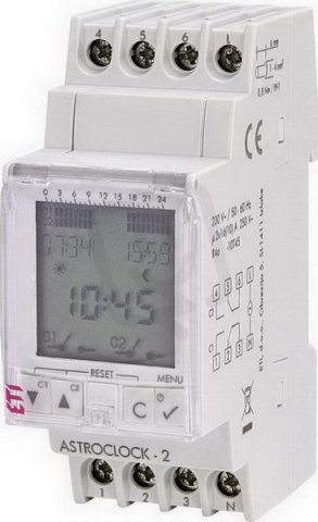 Časový spínač ASTROCLOCK-2, 2xCO,16A, 230V AC, s LCD ETI 002472051