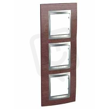 Schneider MGU66.006V.0M4 Krycí rámeček Top trojnásobný vert., Tabaco/alu