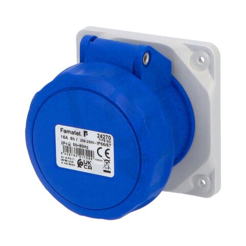 Vestavná zásuvka IP67/230V/16A/3P 6h, přímá - SpeedPRO FAMATEL 24270