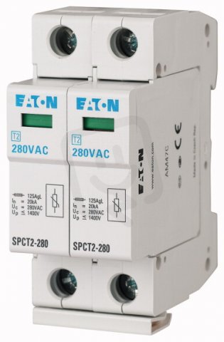 SPCT2-335/2 Svodič přepětí třídy T2 (II C) modulový 2pól Un=335V Eaton 167599