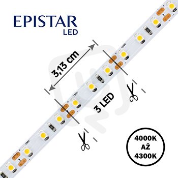 LED pásek 96LED/m 3528 IP20 4000-4300 K bílá 12V 20m FK TECHNICS 4738199-60