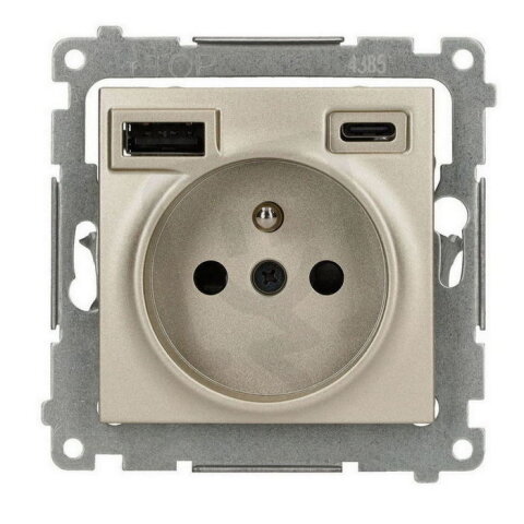 Zásuvka silová 1 násobná typ E s 2 násob