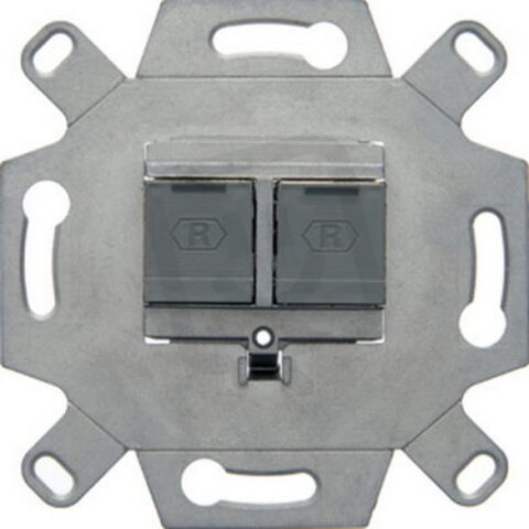 Zásuvka datová, 2x RJ45, FTP, Cat. 6A, třída EA, s klapkama, vhodné pro PoE+