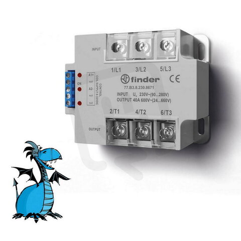 Polovidičové relé SSR, 3Z/40A, 230V AC, 24..660V AC FINDER 77.B3.8.230.8671