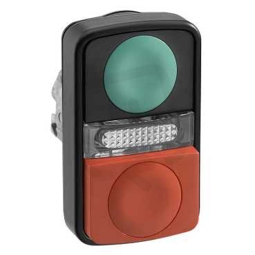 Schneider ZB4BW7L37407 Ovládací hlavice dvoutlačítková se signálkou,černá obruba