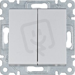 Přepínač střídavý dvojitý, řazení 6+6 (5b), stříbrná mat HAGER WL0052