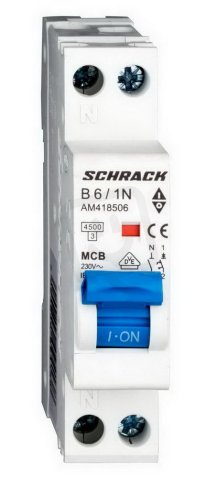 Instalační jistič AMPARO 4,5kA, B 6A, 1+N, 1TE SCHRACK AM418506--