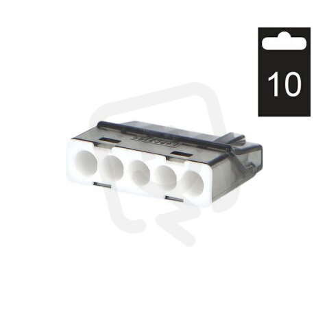 Svorka krabicová miniaturní PC215S/10 bezšroubová 5x 0,2-2,5 mm2, tr./šedá