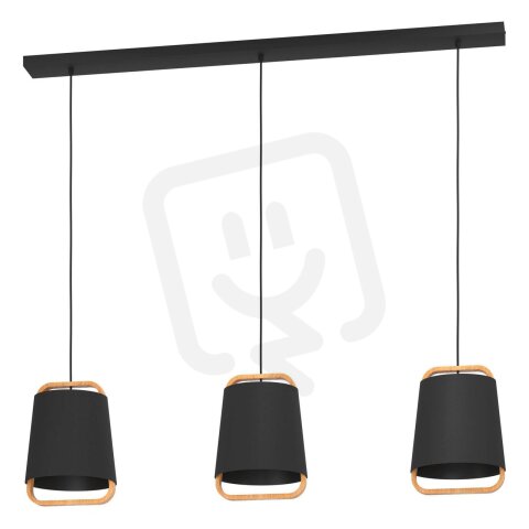 Závěsné svítidlo CAMALOZA 3xE27 černá/dřevo 120W IP20 EGLO 390186