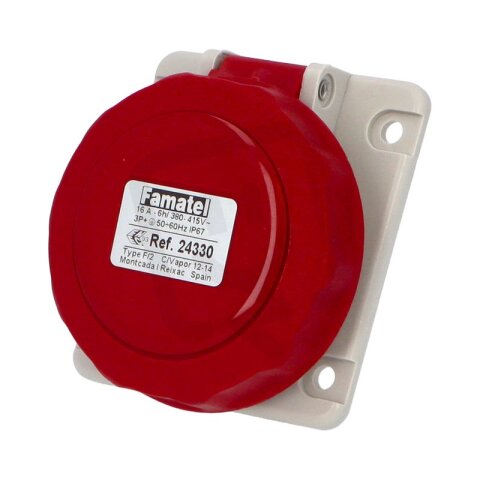Vestavná zásuvka IP67/400V/16A/4P 6h, šikmá 10° - SpeedPRO FAMATEL 24330