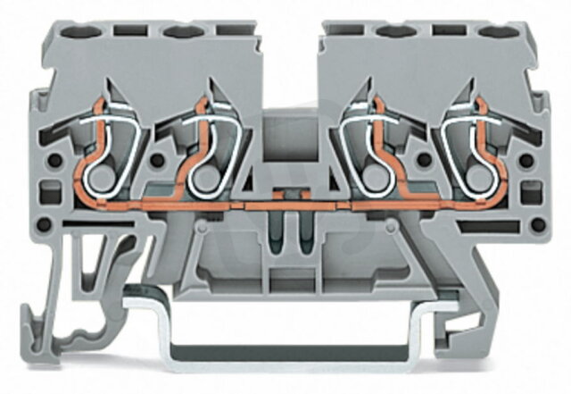 4vodičová průchozí svorka 2,5mm2 Boční a středový popis černá WAGO 870-835